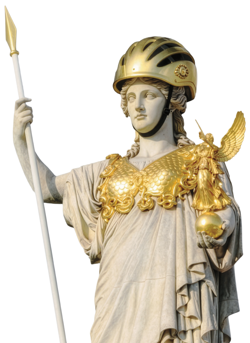 Athene-Statue mit Helm